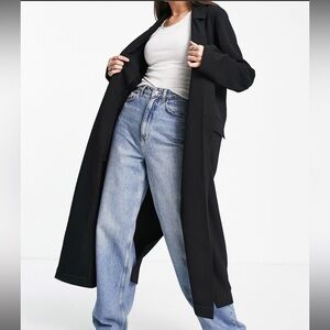 ASOS DESIGN Tall soft duster/trench coat in black